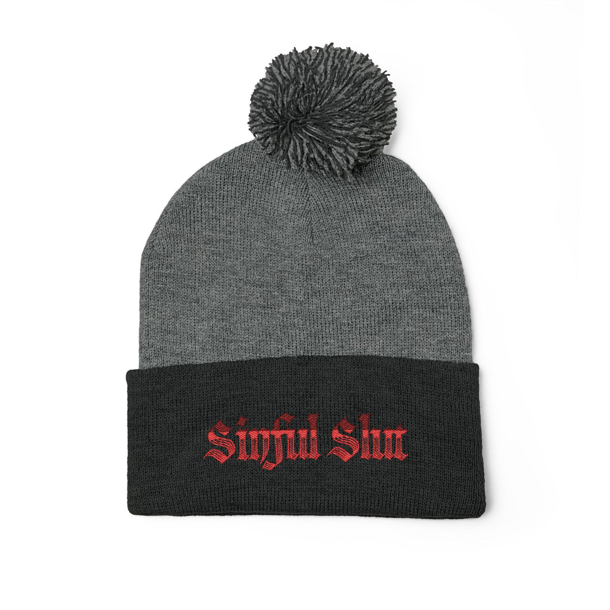 Sinful Slut Embroidered Beanie (with pom)